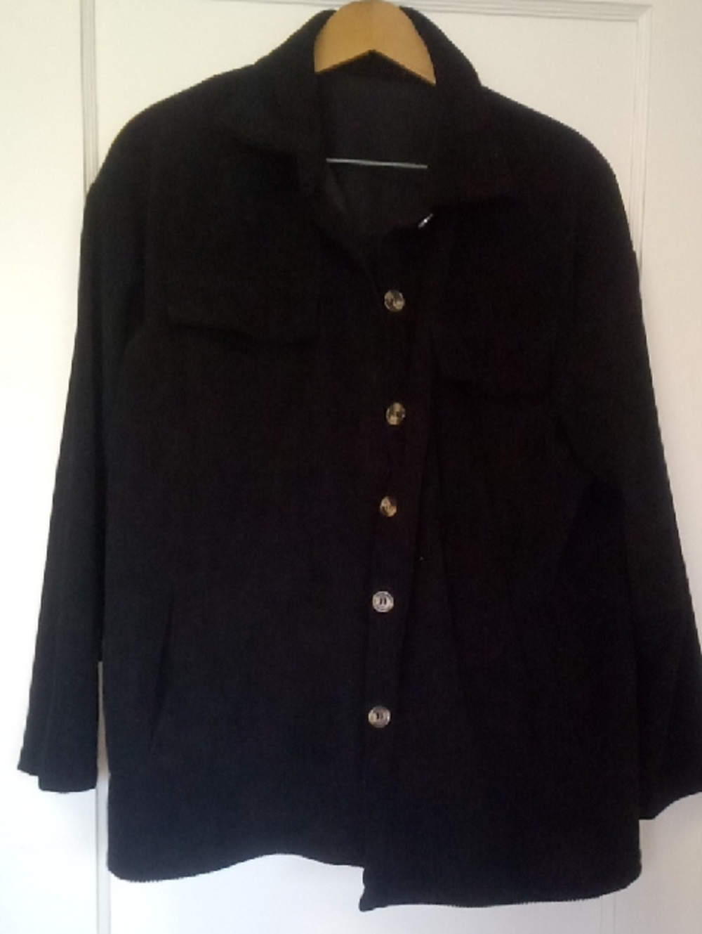 Amazon Corduroy Black Button Down Shacket Shirt Jacket Size M - Picture 2 of 5